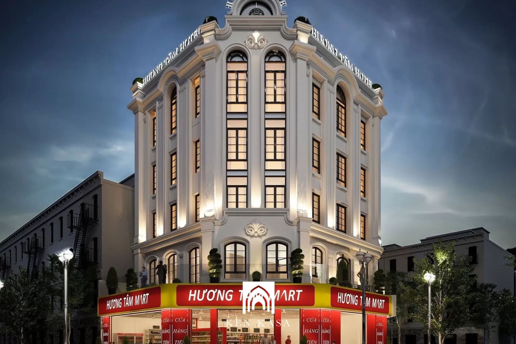 Một số mẫu mặt tiền kh&aacute;ch sạn t&acirc;n cổ điển sang trọng